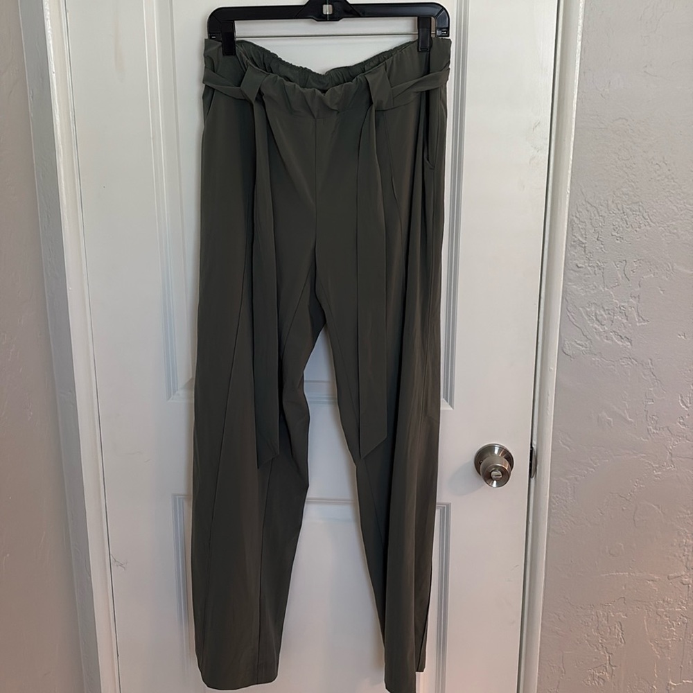 Athleta Olive Green Tie-Waist Pants